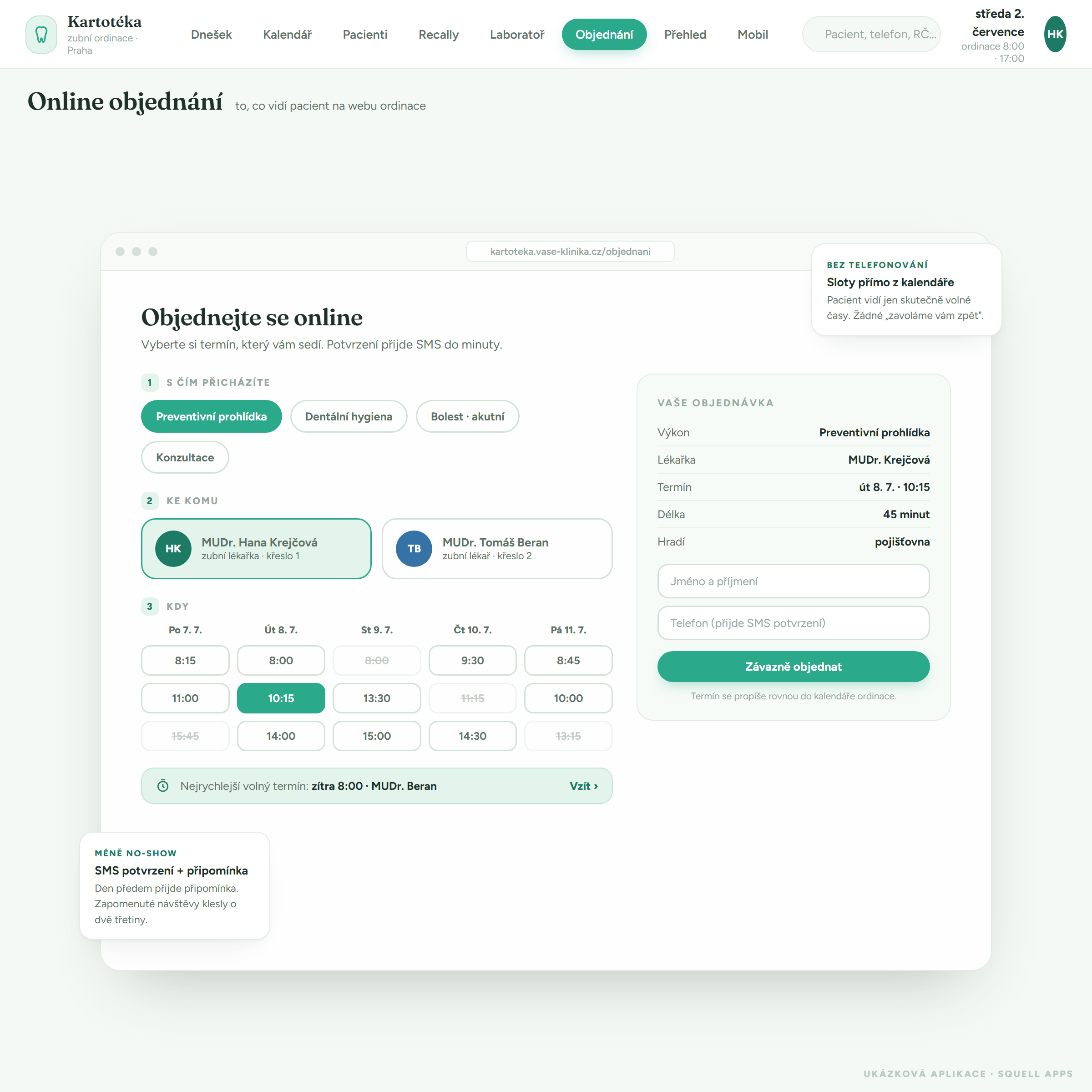 Dental clinic patient records — Patient online booking